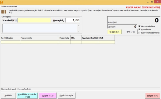 Eladás kisker ablakkal