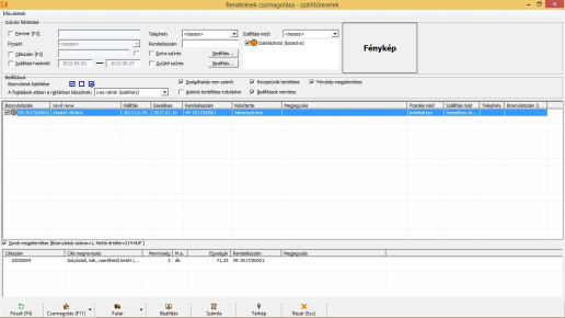 Csomagolás összesítő